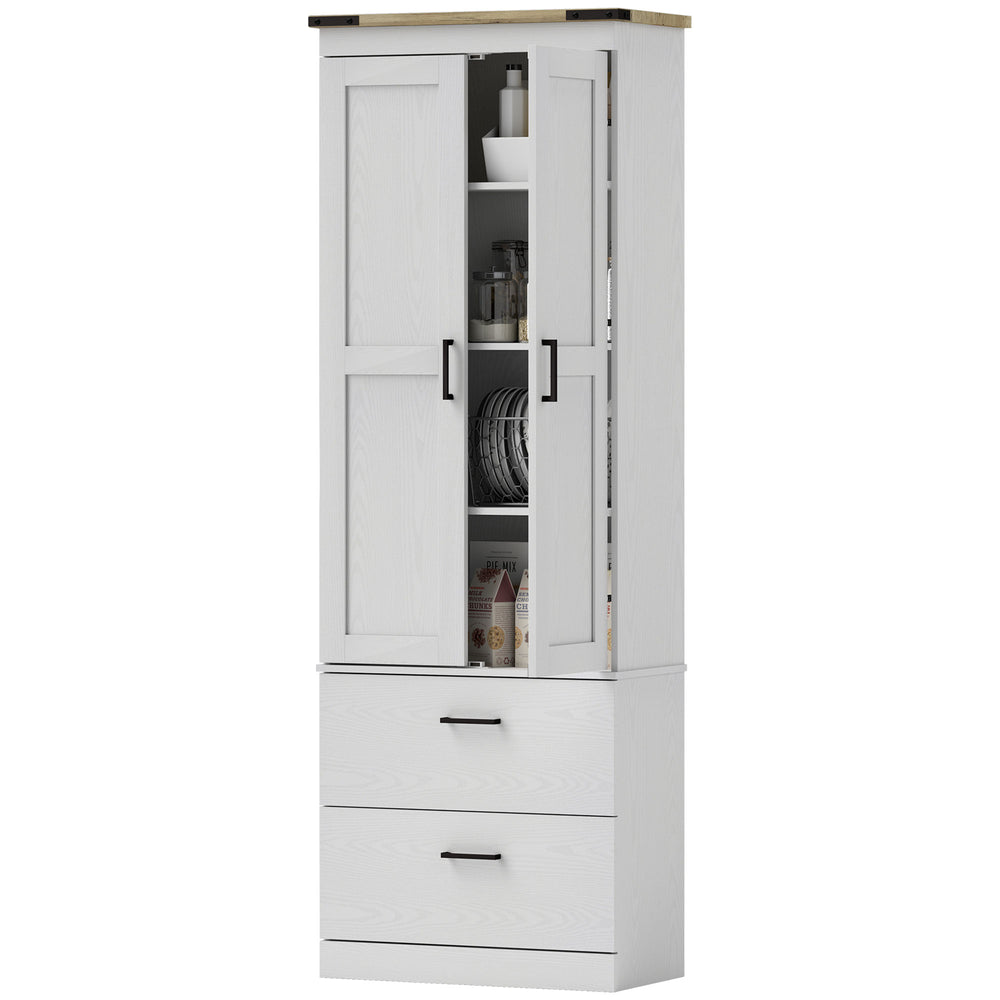 Meuble de rangement avec portes, tiroirs et étagères réglables, blanc crème