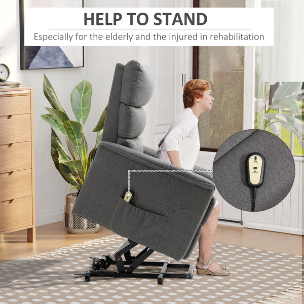 Fauteuil releveur pour personnes âgées inclinable électrique avec télécommande, gris foncé