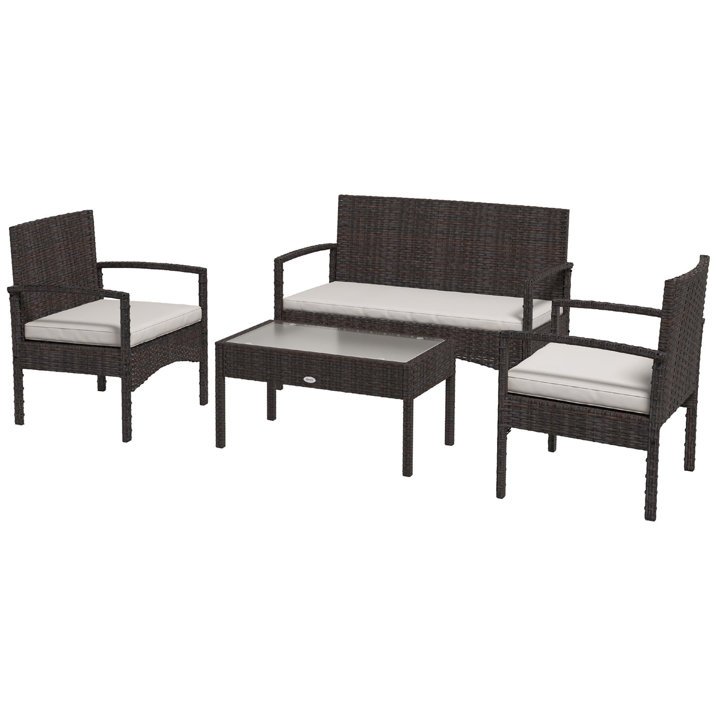 Ensemble de meubles de jardin 4 pièces avec canapé causeuse, blanc