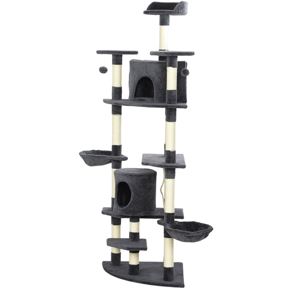 Arbre à chat de 79" avec jouets pour chatons, gris foncé