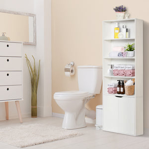 4-Tier Open Bookcase with Doors, White