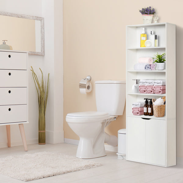 4-Tier Open Bookcase with Doors, White