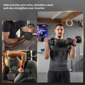 2 x 45 lb Hex Dumbbells for Home Fitness Workout, Black