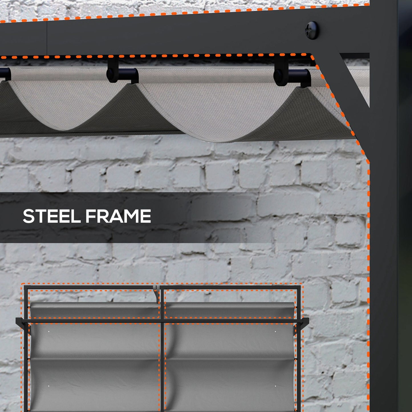Pergola rétractable 10' x 10', abri de jardin, pour barbecue, patio, terrasse, gris foncé