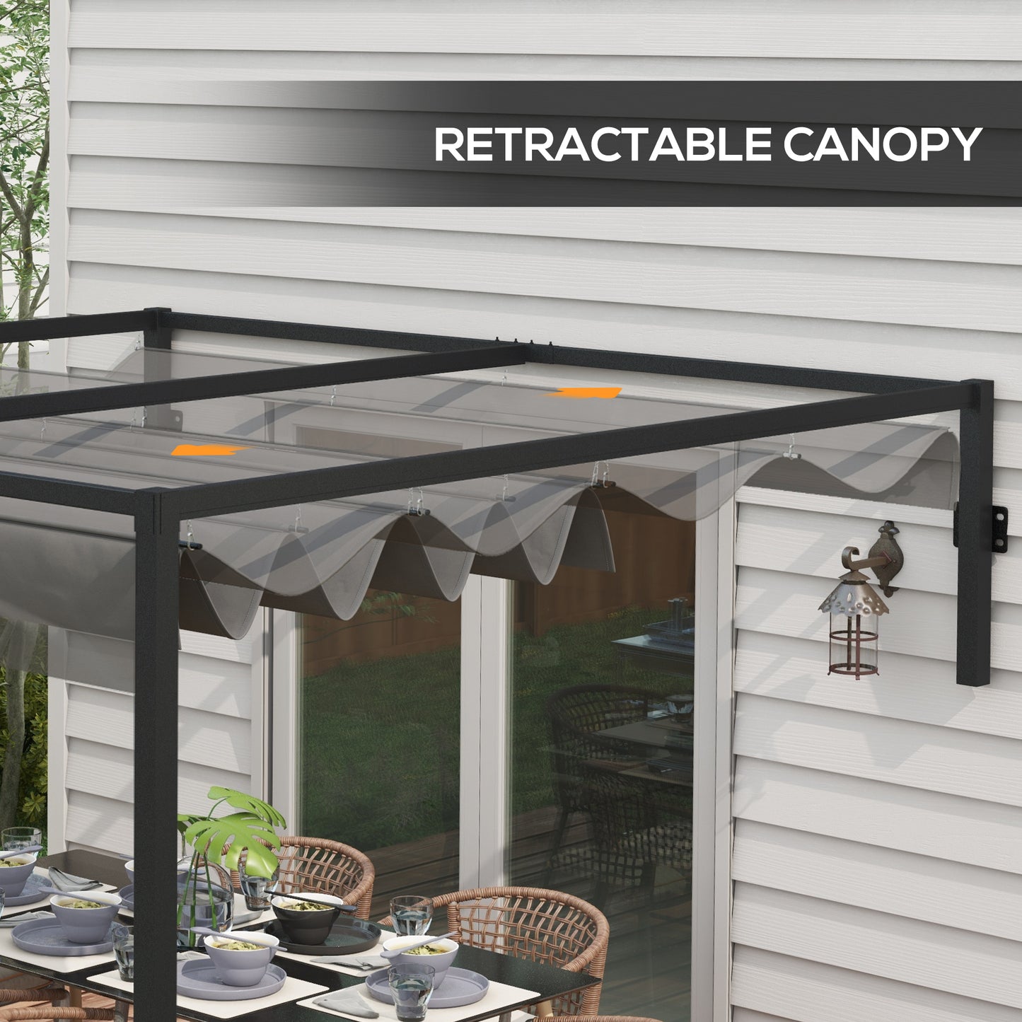 Pergola 10' x 10' avec toit rétractable en métal pour barbecue, jardin, patio, terrasse