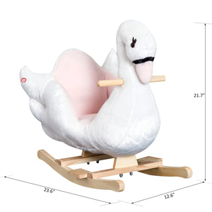 Cygne à bascule doux et chaud avec berceuse, blanc