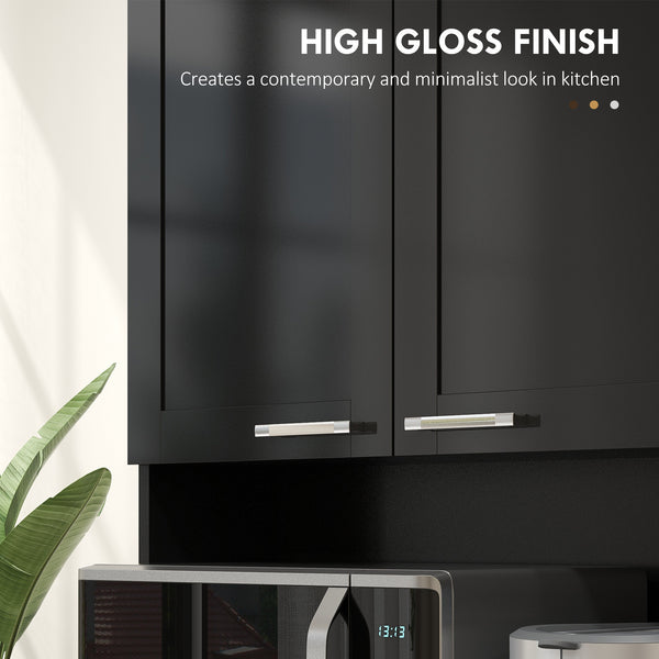 Buffet de 71" avec étagères réglables, noir brillant