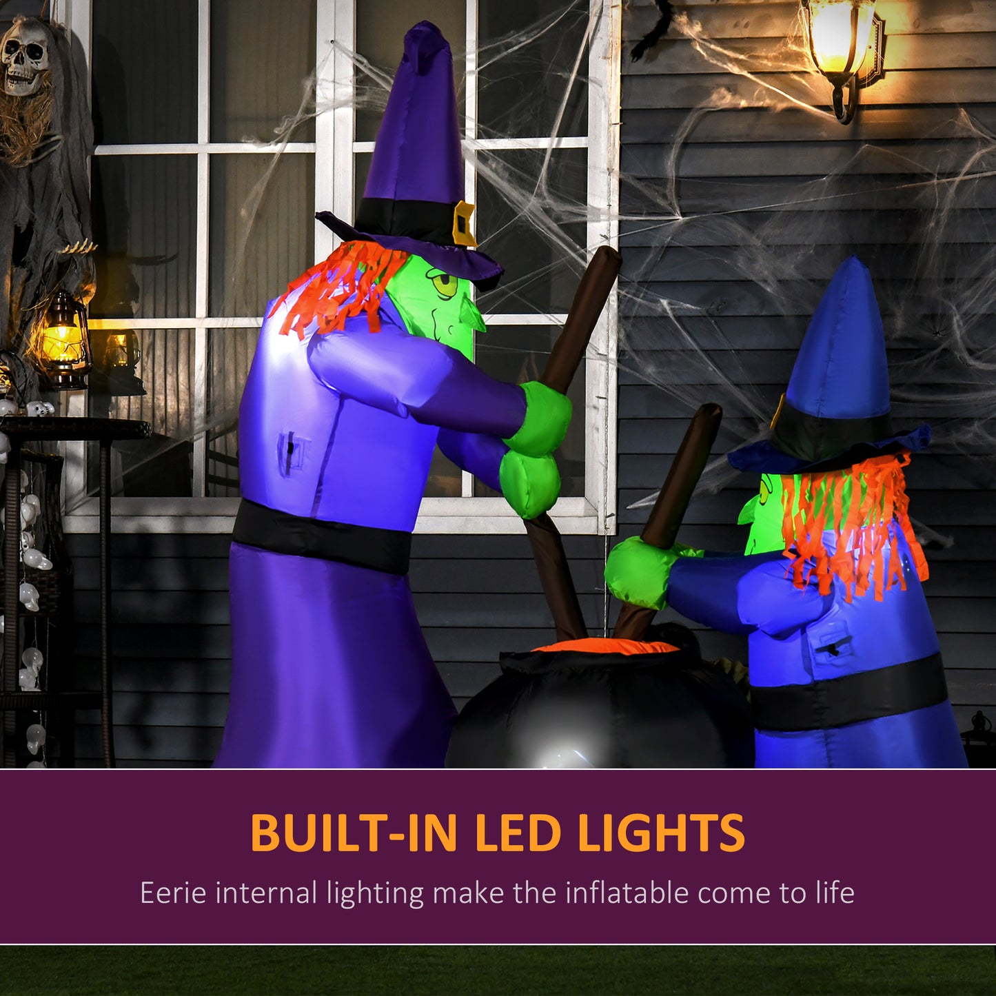 Gonflable Halloween deux vieilles sorcières et potions magiques décoration avec LED