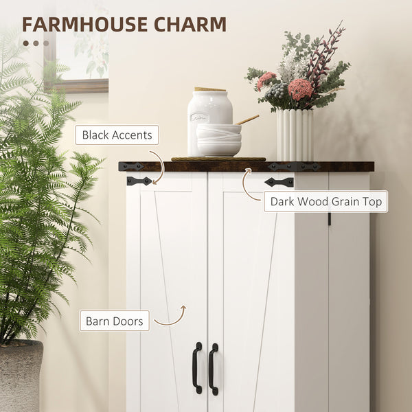 Garde-manger de style campagnard avec portes et étagères réglables, blanc