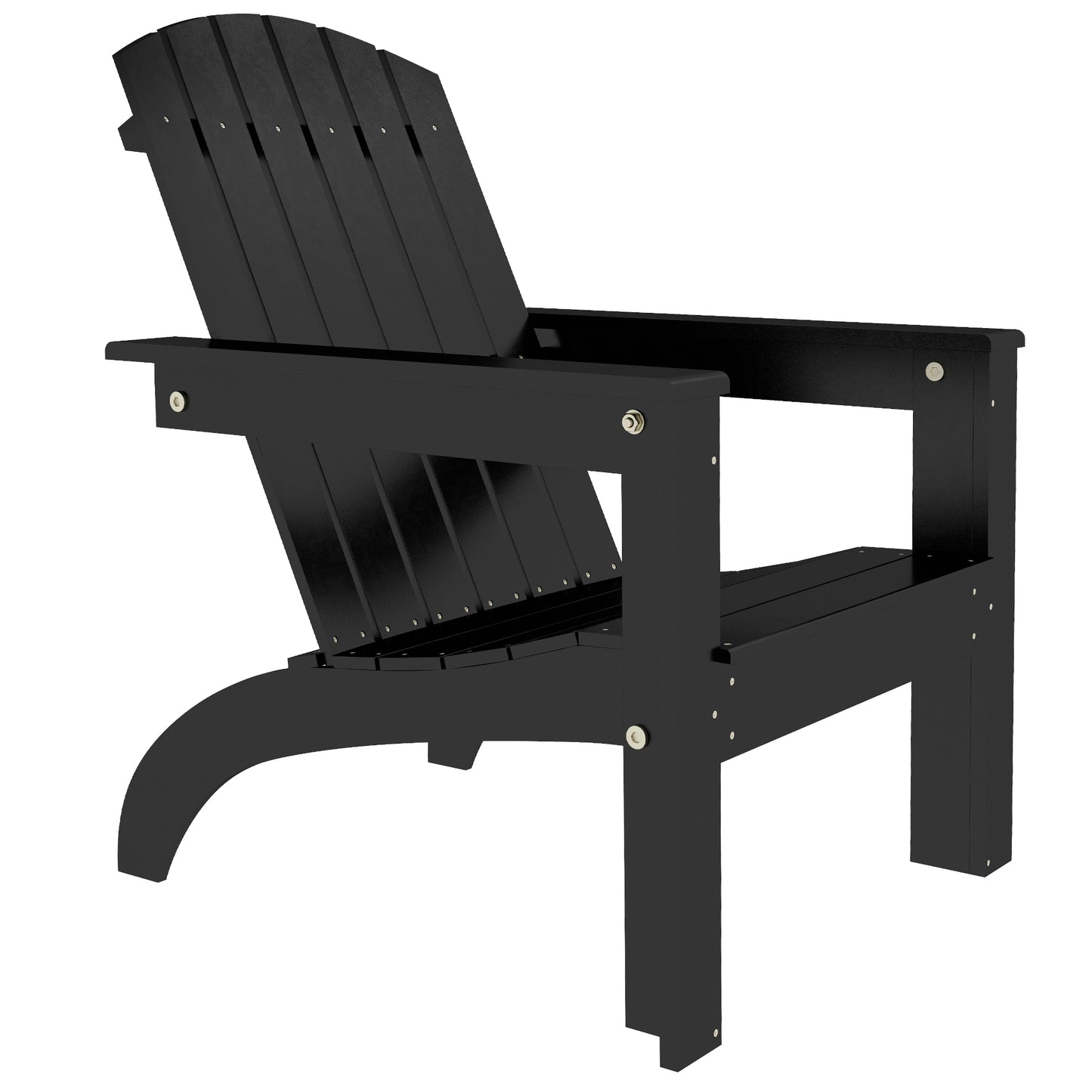 Chaise Adirondack Muskoka en peuplier avec dossier haut et large assise, noire
