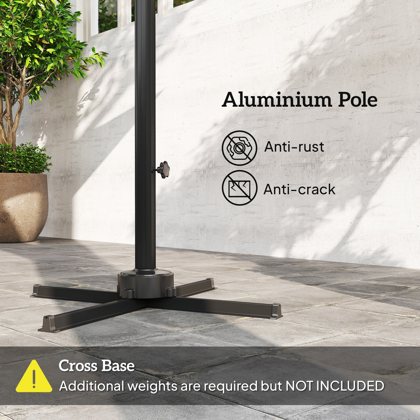Outsunny 8 FT Aluminum Cantilever Patio Umbrella with 360° Rotation, Cross Base, Crank and Tilt for Garden, Patio, Dark Gray |