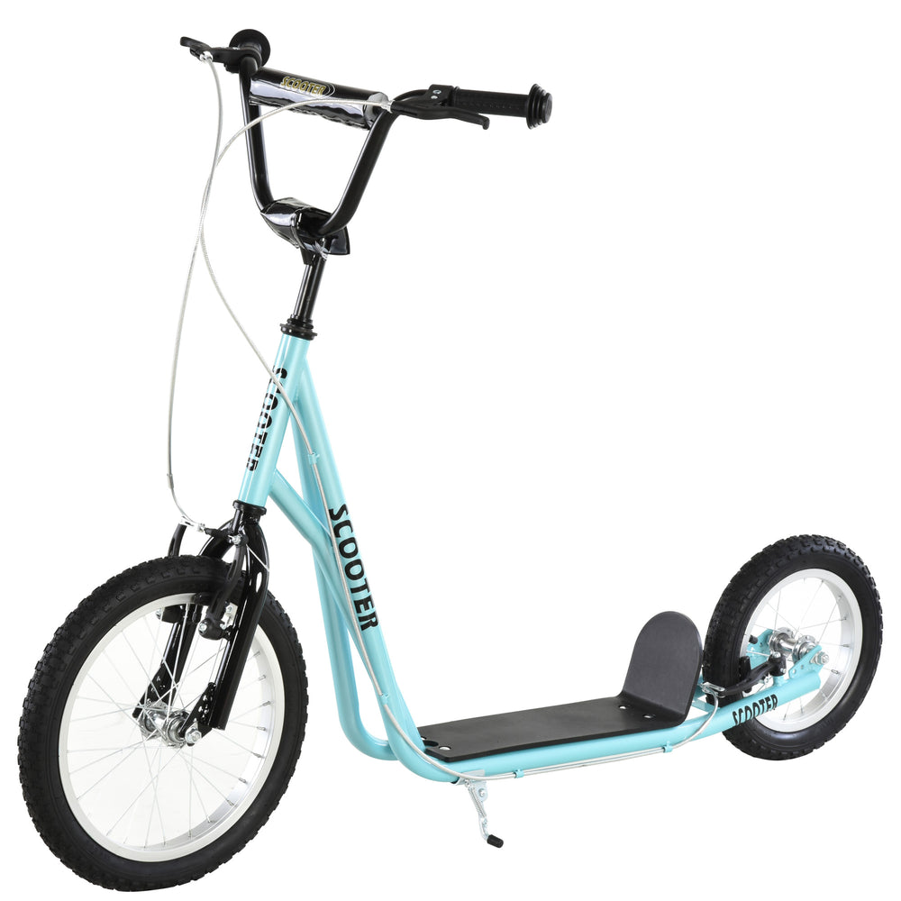 Trottinette avec guidon réglable et roue gonflable en caoutchouc de 16 pouces, bleue