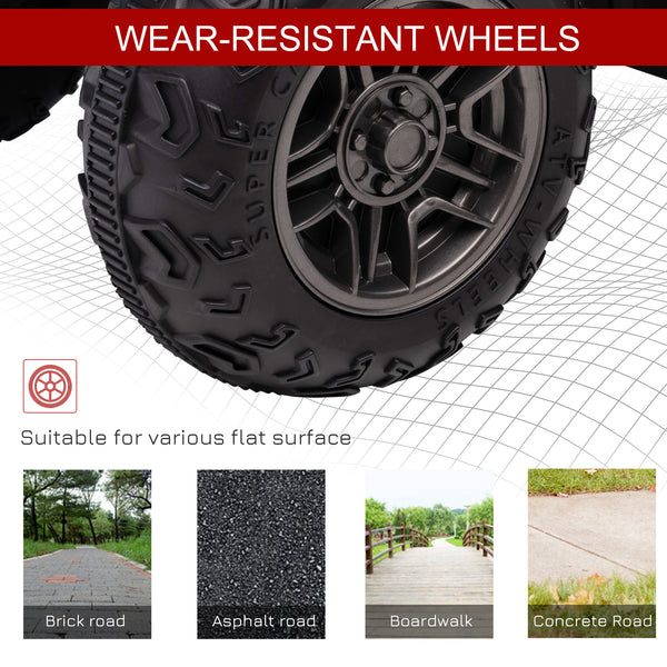 12V Off-Road Quad with MP3 Music and Knobby Tires, White