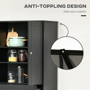 Meuble de rangement moderne avec 4 portes et 3 étagères réglables, noir