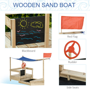 Bac à sable en bois avec couvercle, drapeau et revêtement de fond, bois naturel
