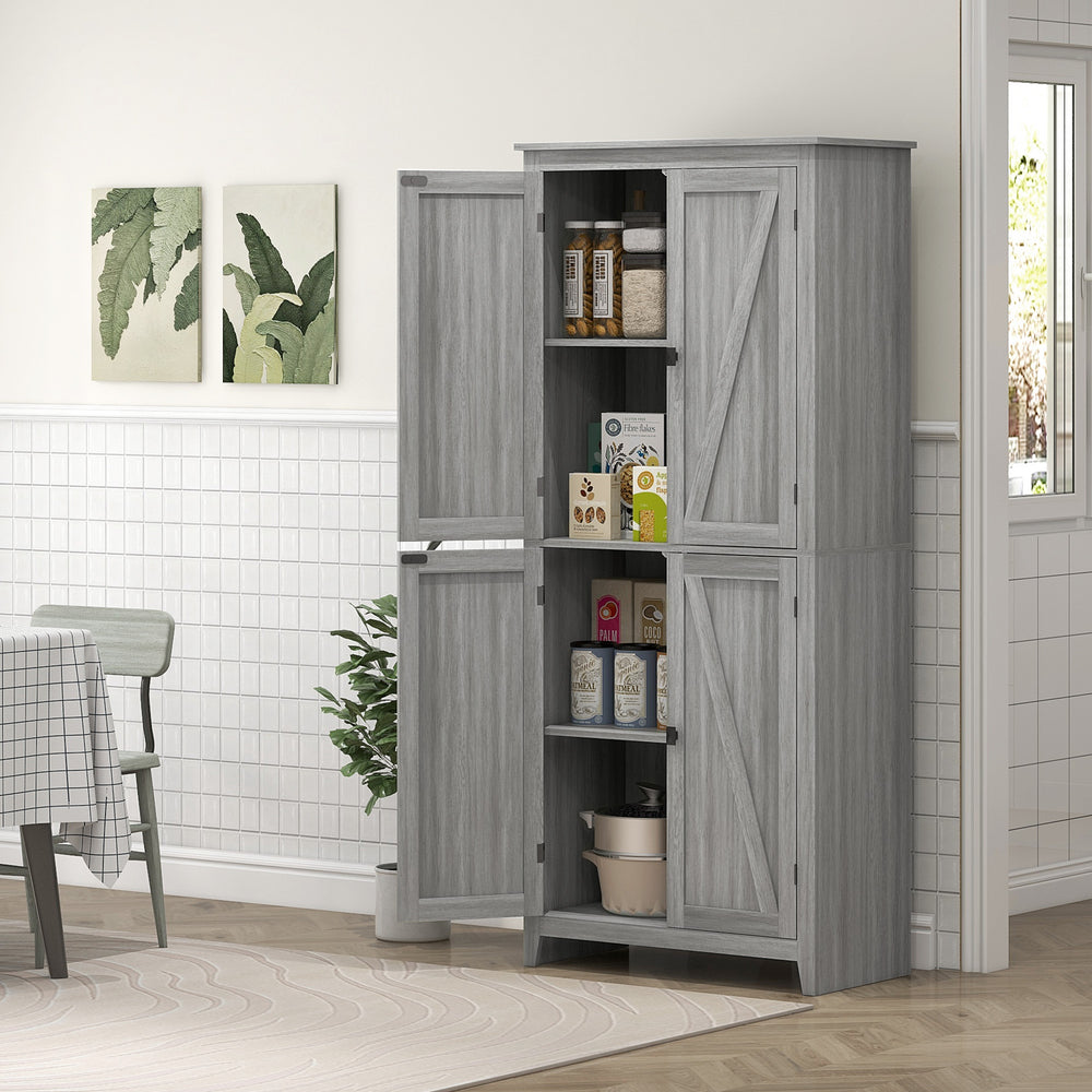Meuble de rangement avec portes et étagères, gris