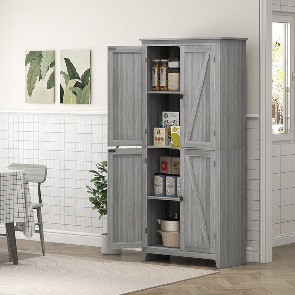 Meuble de rangement avec portes et étagères, gris