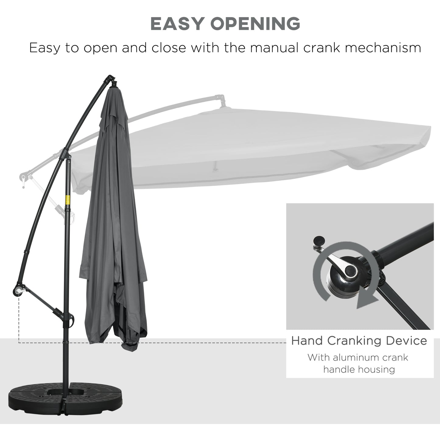 Outsunny Offset Patio Umbrella with Net and Umbrella Base, Adjustable Cantilever Canopy with Cross Base, Weight Plates & 8 Ribs |