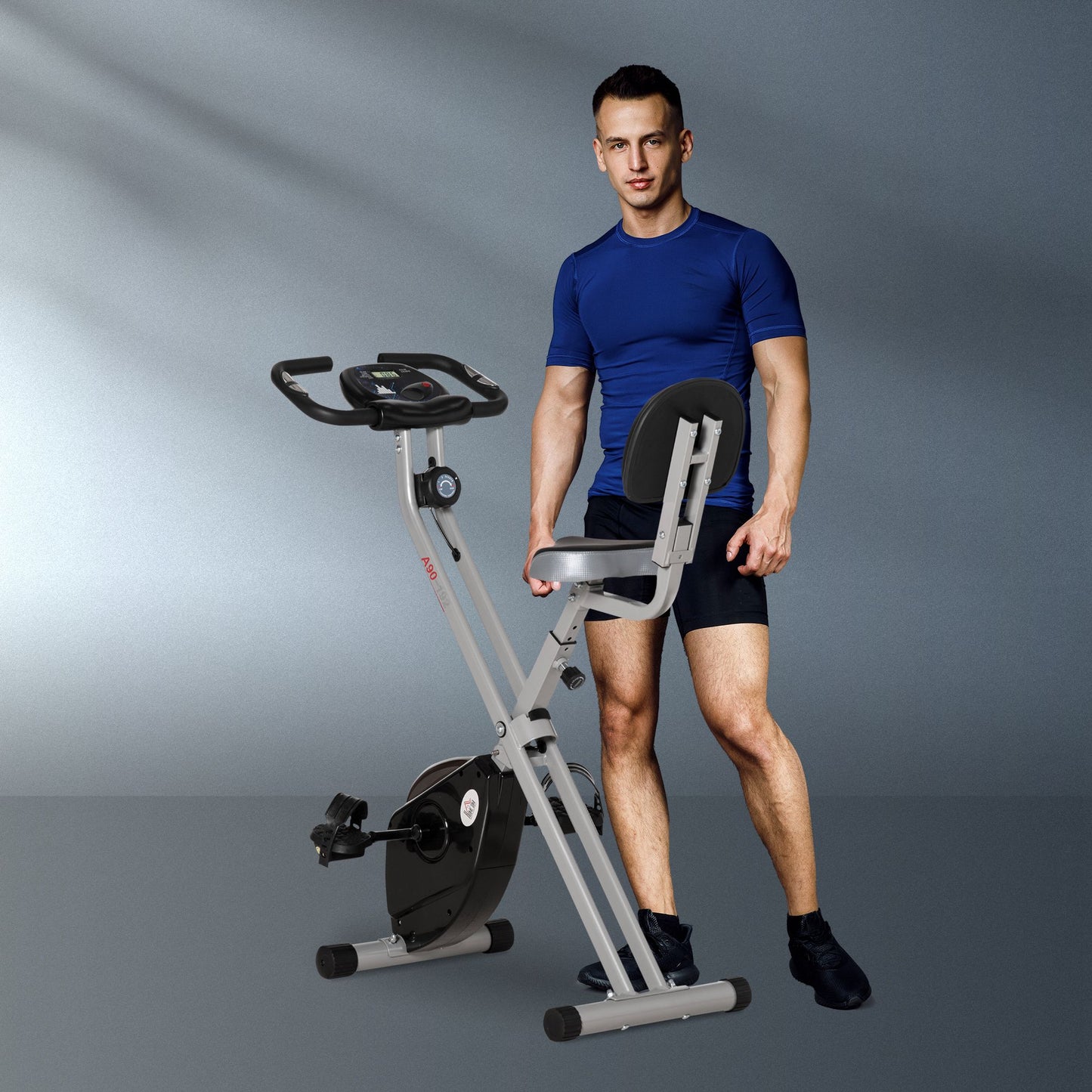 Vélo d'appartement pliable avec 8 niveaux de résistance magnétique, pour entraînement cardio, noir