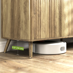 Buffet moderne avec 4 portes cannelées et 2 étagères réglables pour cuisine et salon, Naturel