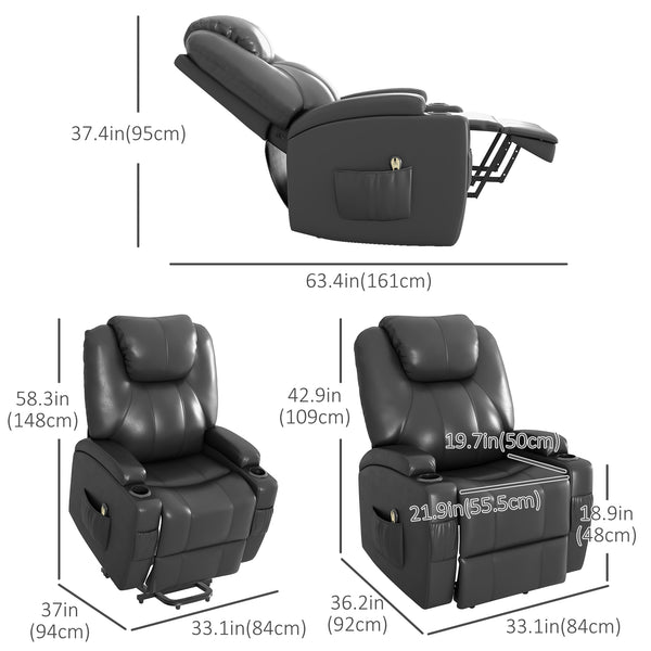 Fauteuil inclinable électrique pour personnes âgées avec repose-pieds, gris