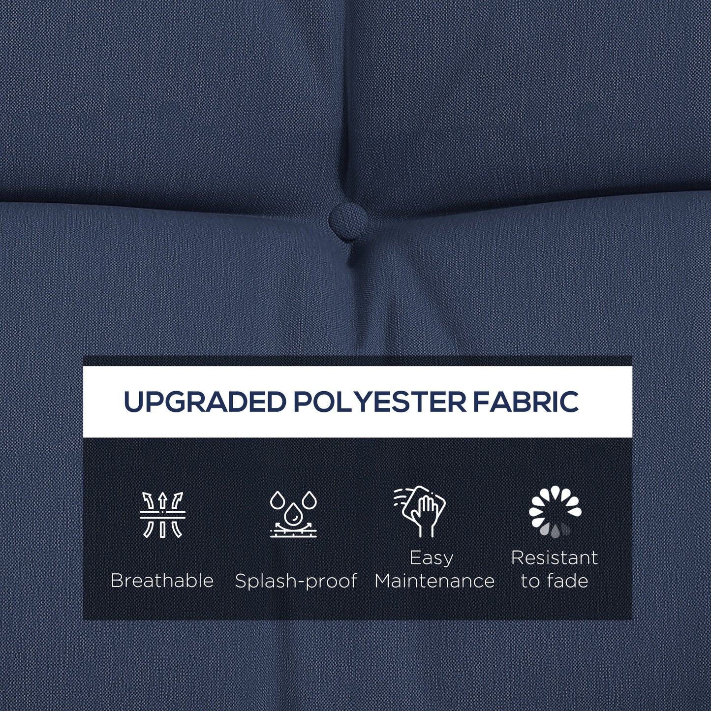 Lot de 4 coussins de dossier et d'assise de rechange avec attaches, bleu marine