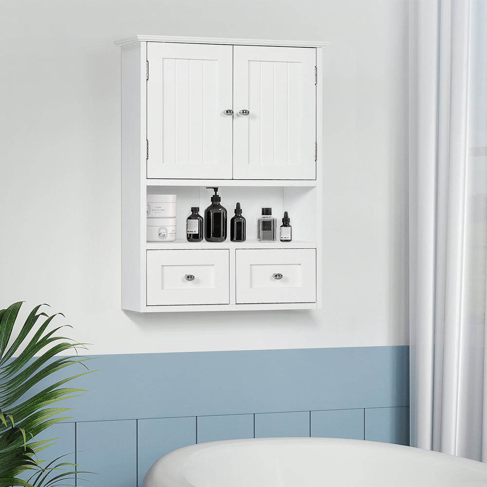 Armoire murale de salle de bain avec étagère, blanc