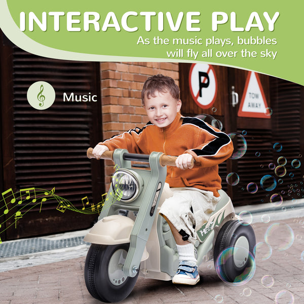 Voiture à pousser avec musique et bulles, blanc crème