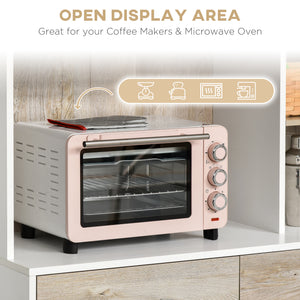 Buffet de cuisine avec rangement multiple, blanc et beige
