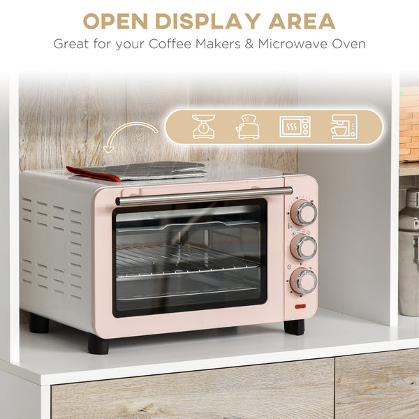 Buffet de cuisine avec rangement multiple, blanc et beige