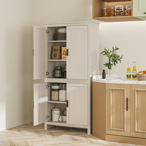 Meuble de rangement avec 4 portes et 3 étagères réglables, blanc antique