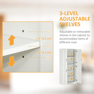 Meuble de rangement avec 4 portes battantes et étagères réglables, blanc