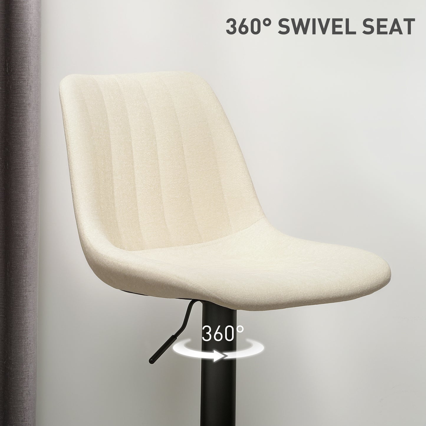 Set of 2 Adjustable Swivel Bar Stools with Backrest and Footrest, Beige