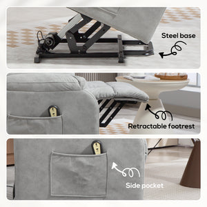 Fauteuil releveur pour seniors, fauteuil inclinable électrique en microfibre avec télécommande, gris clair