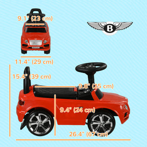 Bentley Bentayga pour bambin avec klaxon et musique, rangement sous le siège, rouge