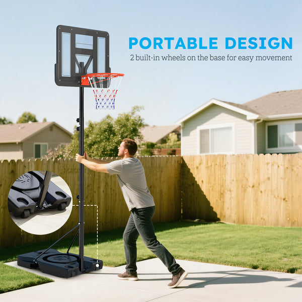 Panier de basket portable de 1,4 à 3 m avec roulettes et panneau de 109 cm