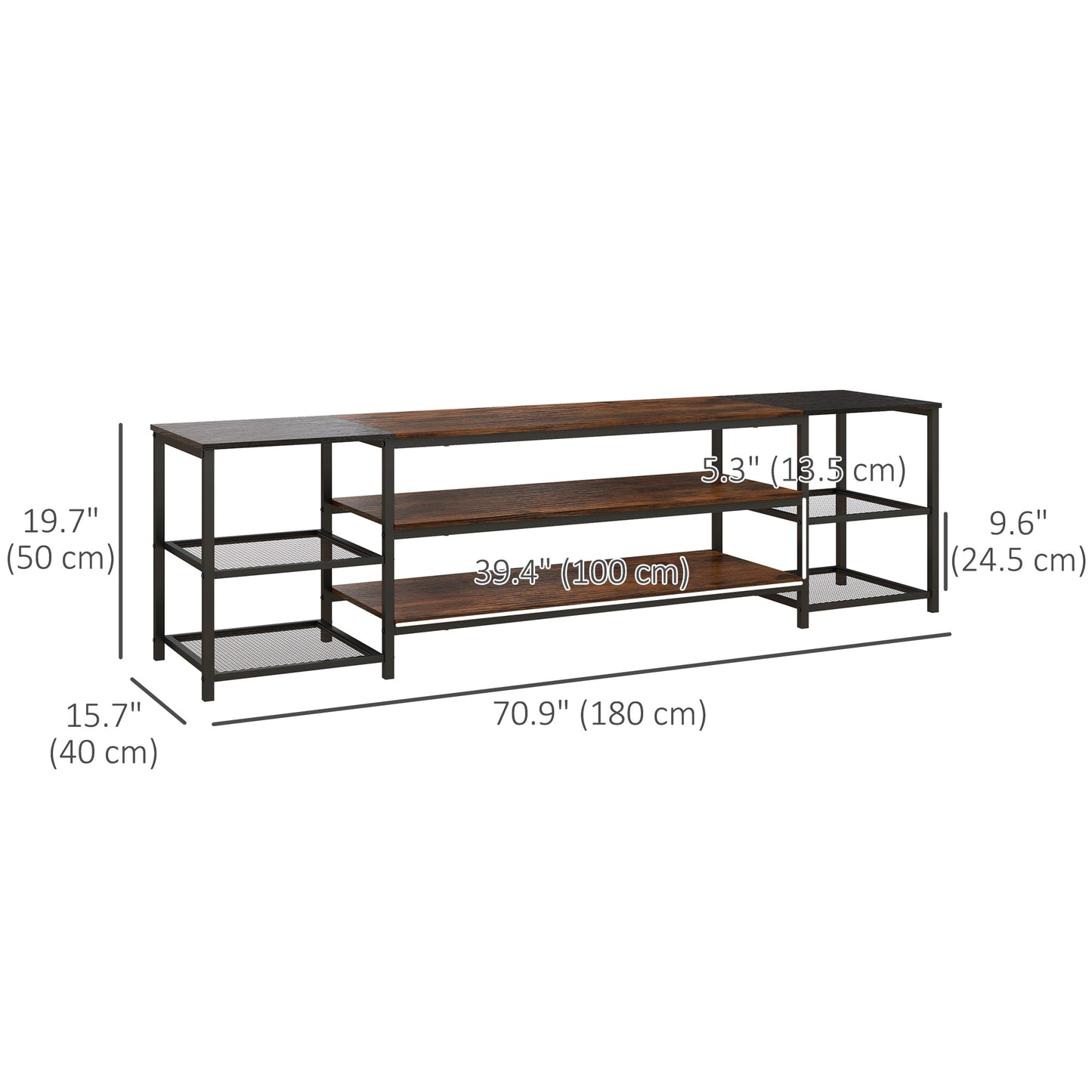 HOMCOM Industrial TV Stand, TV Cabinet for TVs up to 80 inches with Storage Shelf and Steel Frame
