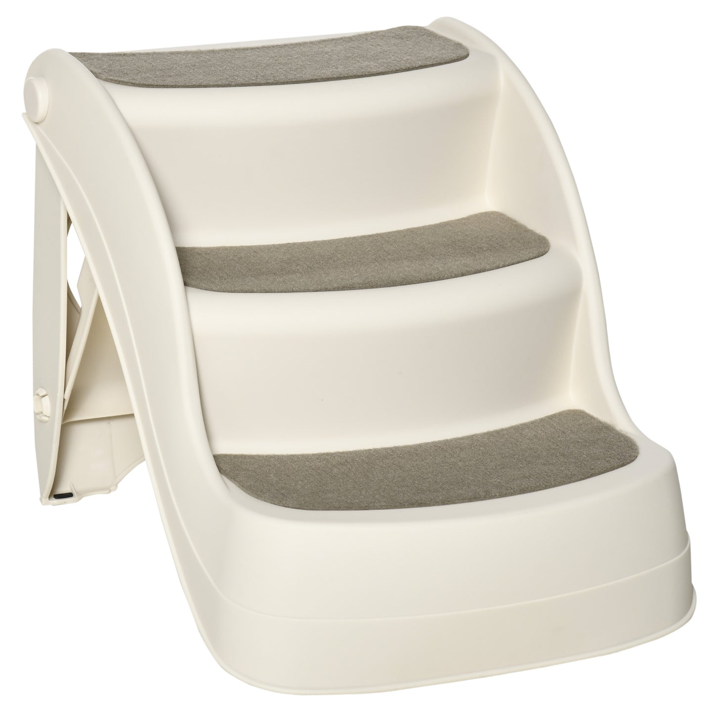 Escalier pliable portable pour petits chiens avec marches antidérapantes pour lits et canapés, couleur crème