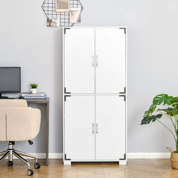 Storage unit with 4 doors and shelves, white