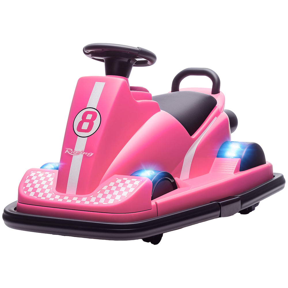 6V Bumper Car, 360 Degree Rotation, Dual Motor, Music, Pink