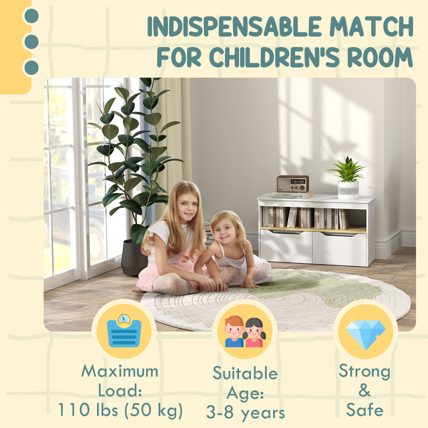 Bibliothèque avec 2 tiroirs et grande étagère, blanc