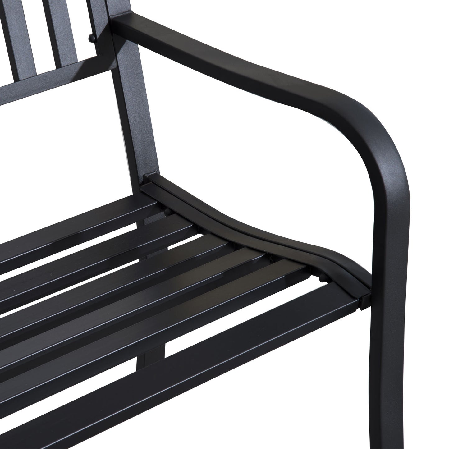 Outsunny 127cm Steel Garden Bench, Metal Park Chair, Brown