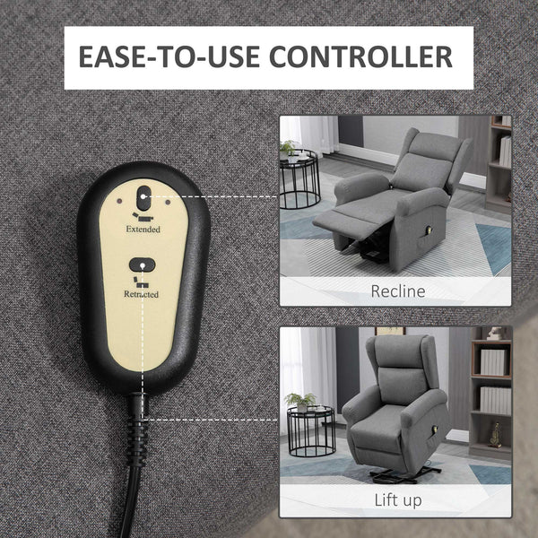 Fauteuil releveur inclinable électrique avec repose-pieds, gris
