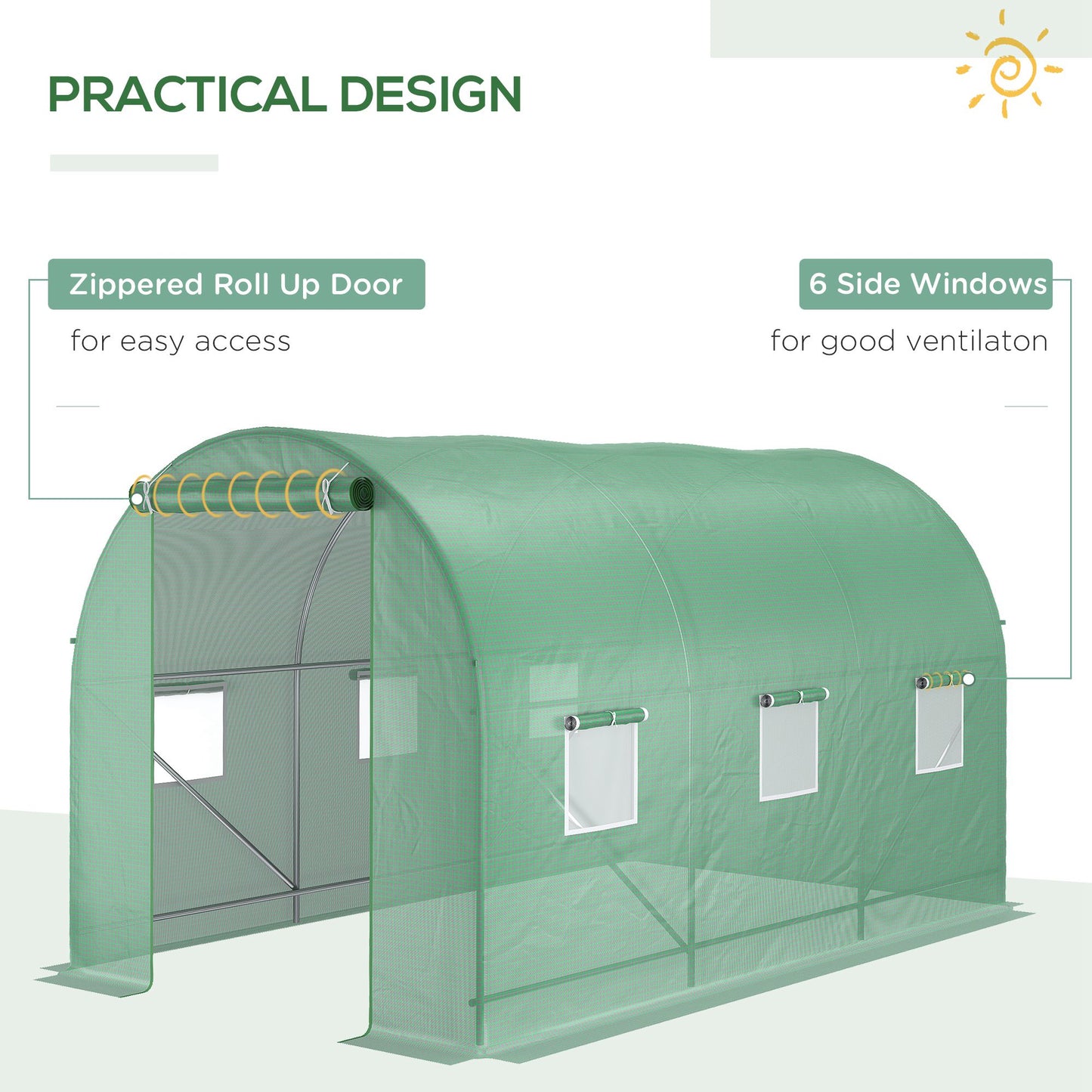 Outsunny Outdoor Plant Grow Tunnel: 11.5 x 6.6 Warm Greenhouse with Roll-Up Door