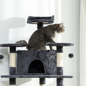Arbre à chat de 79" avec jouets pour chatons, gris foncé