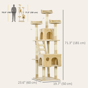 Arbre à chat à plusieurs niveaux de 172 cm, beige