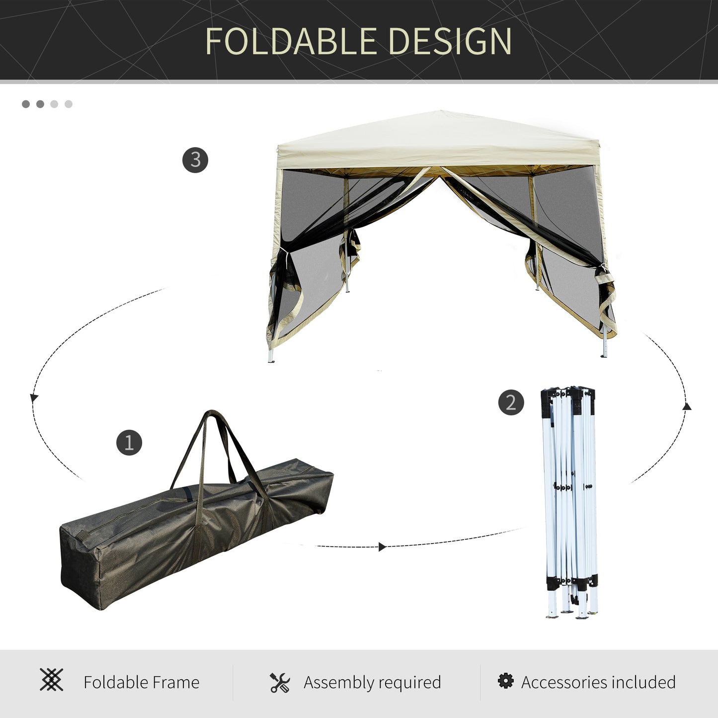 10' x 10' Pop-up Tent with Breathable Mesh Sidewalls and Carry Bag