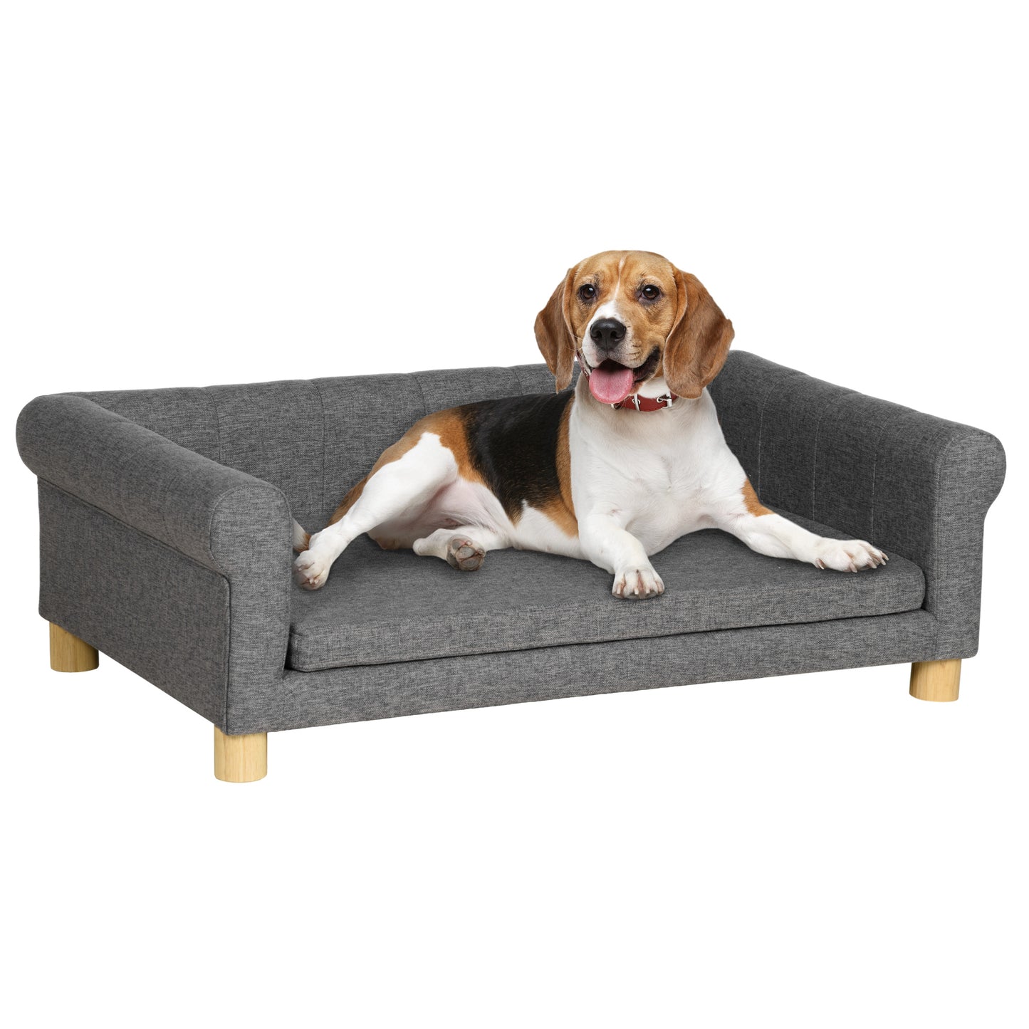 Canapé moderne pour animaux de compagnie, pour taille moyenne et grande, avec coussin amovible, gris foncé