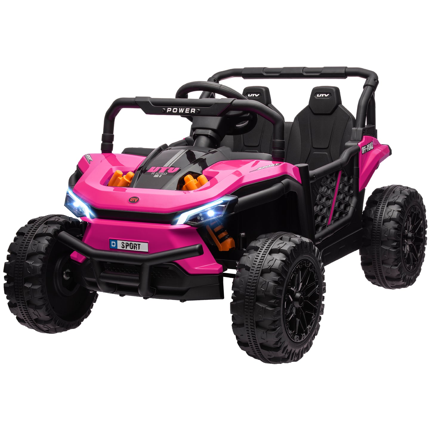 12V Kids Car, Remote Control Truck, Spring Suspension, LED Headlights, 3 Speeds, Pink
