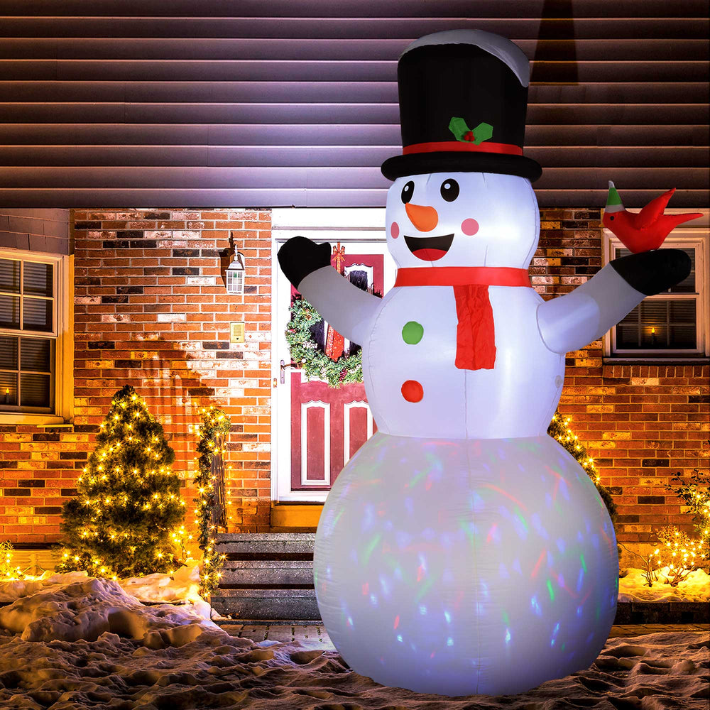 Bonhomme de neige gonflables de Noël de 12 pieds avec lumière LED rotative colorée